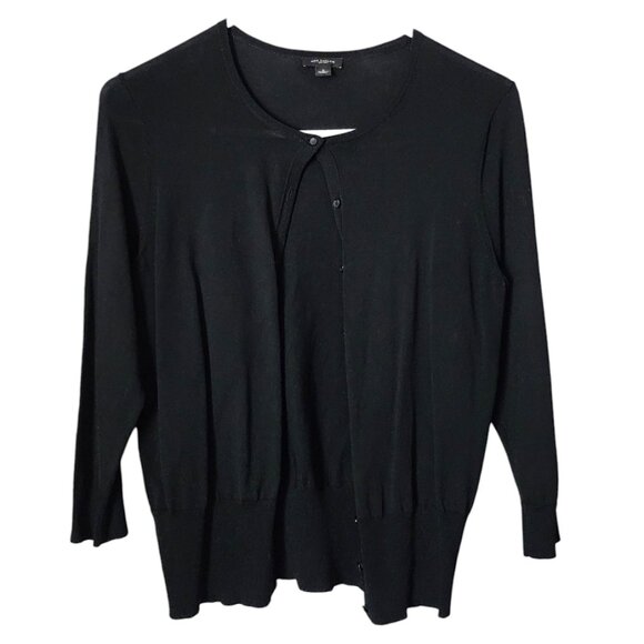 ANN TAYLOR‎ Button front summer cardigan cropped sweater in black size S - Picture 1 of 5